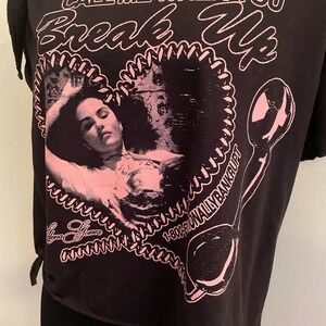 Selena Gomez Call Me When You Break Up Graphic Tee Black Pink Custom Tie Top M